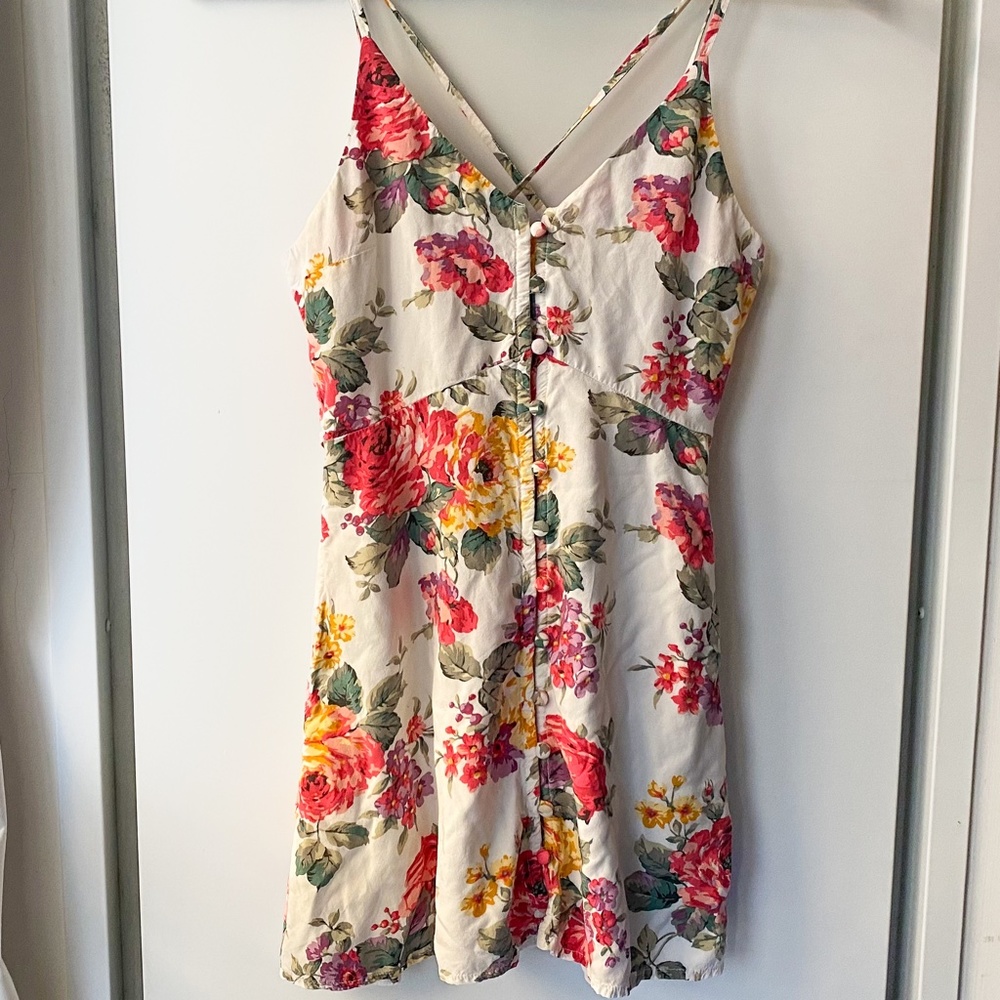 Abercrombie & Fitch White Floral Button Summer Dress PETITE